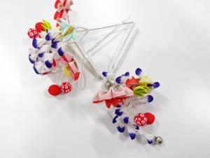 アンティーク　つまみ細工　びらびら髪飾りセット